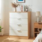 Commode Varkaus ladekast mdf met 4 lades 90x70x40 cm eikenkl, Verzenden, Nieuw
