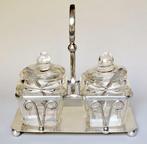 Art Nouveau-Art Déco - Waiter - Alpacca & Glas - voor, Antiek en Kunst