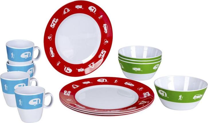 Bo-Camp Happy Camp melamine serviesset - 12-delig, Huis en Inrichting, Keuken | Bestek, Nieuw, Verzenden