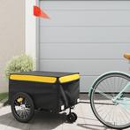 vidaXL Fietstrailer 45 kg ijzer zwart en geel, Fietsen en Brommers, Verzenden, Nieuw