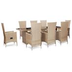 vidaXL 9-delige Tuinset met kussens poly rattan beige, Tuin en Terras, Nieuw, 8 zitplaatsen, Tuinset, Verzenden