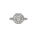 Witgouden vintage entourage ring met diamant 14 kt, Ophalen of Verzenden, Nieuw