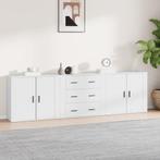 vidaXL Dressoirs 3 st bewerkt hout wit, Minder dan 50 cm, Verzenden, Nieuw, 25 tot 50 cm