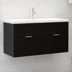 vidaXL Wastafelkast 90x38,5x46 cm bewerkt hout zwart, Huis en Inrichting, Verzenden, Nieuw, Minder dan 100 cm