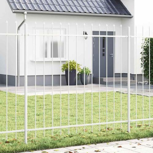 vidaXL Tuin Hek Wit 5.1 x 1.5 m Poedergecoat staal, Tuin en Terras, Schuttingen, Nieuw, IJzer, Verzenden