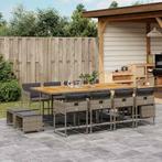 vidaXL 13-delige Tuinset met kussens poly rattan grijs, 2 zitplaatsen, Nieuw, Tuinset, Verzenden