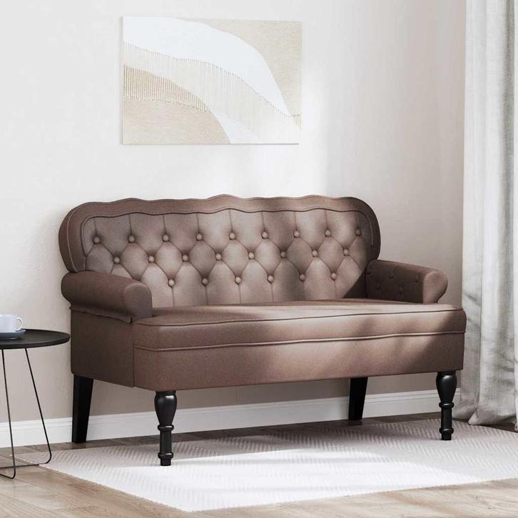 vidaXL Chesterfield Bank Bruin 119.5 x 64.5 x 75 cm Nep Leer, Huis en Inrichting, Banken | Bankstellen, Nieuw, Minder dan 150 cm