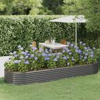 vidaXL Plantenbak 322x100x36 cm gepoedercoat staal grijs, Tuin en Terras, Bloembakken en Plantenbakken, 100 cm of meer, Verzenden