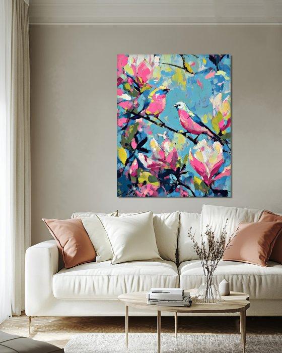 Michael Mey - Birds on Magnolia Tree II - XL, Antiek en Kunst, Kunst | Designobjecten