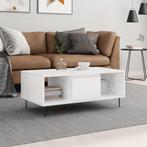 vidaXL Salontafel 90x50x36,5 cm bewerkt hout hoogglans wit, 50 tot 100 cm, Verzenden, Nieuw, 50 tot 100 cm