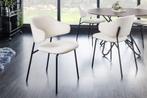 Design stoel VOGUE wit Bouclé zwart metalen poten - 43147, Nieuw, Ophalen of Verzenden