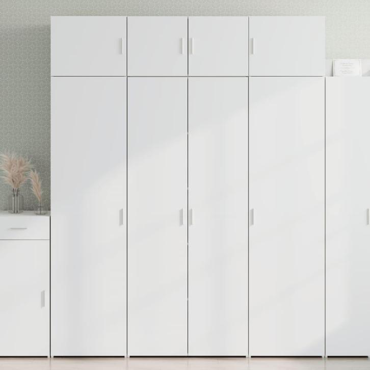 vidaXL Opbergkast 80x42,5x225 cm bewerkt hout wit, Huis en Inrichting, Kasten | Buffetkasten, 75 cm of meer, Nieuw, Overige houtsoorten