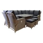 Bilbao hoek dining loungeset 8-delig verstelbaar grijs, Tuin en Terras, Tuinsets en Loungesets, Ophalen of Verzenden, Nieuw, Wicker
