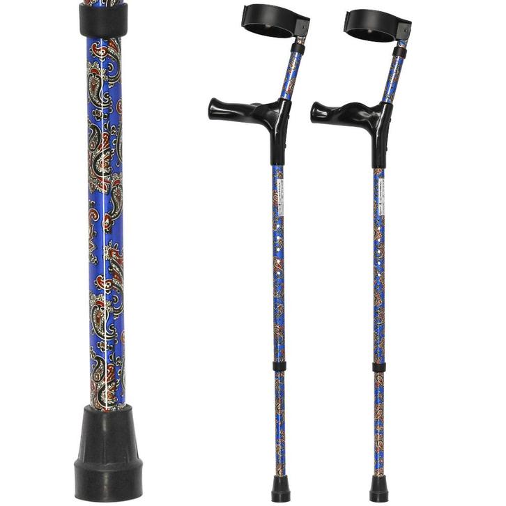 Elleboogkrukken ergonomisch blauw met Paisley print, Diversen, Verpleegmiddelen, Ophalen of Verzenden