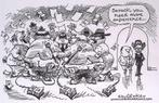 Pentekening Amerika - Obama ervaring (lijst optie), Antiek en Kunst, Kunst | Tekeningen en Foto's, Verzenden