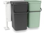 Brabantia Sort & Go Inbouw Prullenbak - 2 x 16 liter - Jade, Huis en Inrichting, Verzenden, Zo goed als nieuw