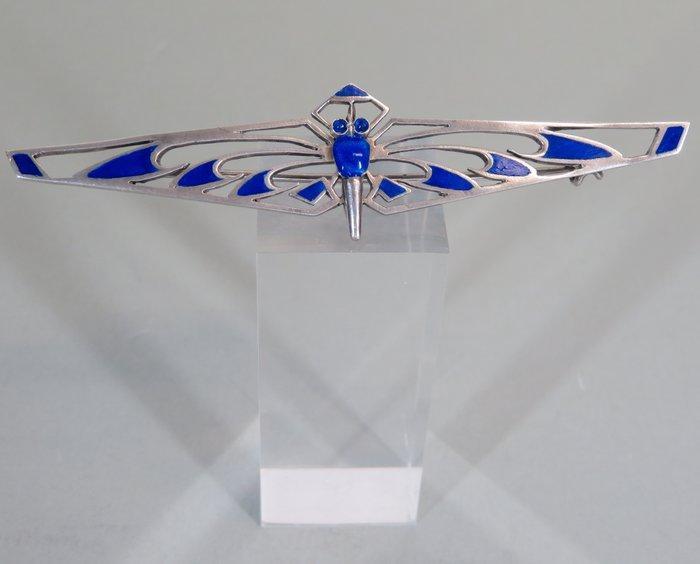 Zilveren broche ca. 1940, Libelle met emaille - Broche, Antiek en Kunst, Kunst | Designobjecten