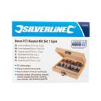 Silverline Freesbitset - 8 mm schacht - 12-delig - TCT sn..., Doe-het-zelf en Verbouw, Gereedschap | Zaagmachines, Ophalen of Verzenden
