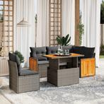 vidaXL 6-delige Loungeset met kussens poly rattan beige, Verzenden, Nieuw, Rotan, Loungeset
