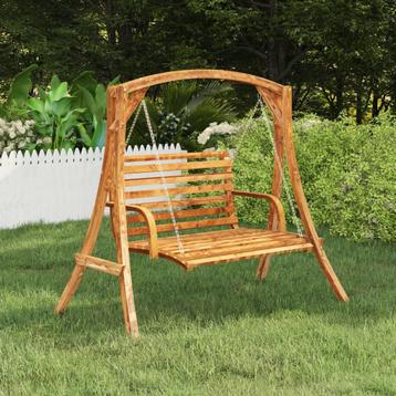 vidaXL Schommelframe massief gebogen hout met teakafwerking beschikbaar voor biedingen