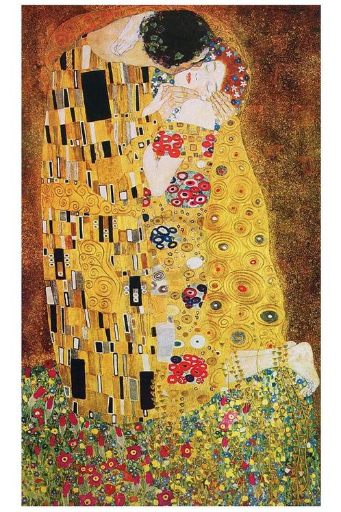 Kunstdruk Gustav Klimt - The Kiss 71x118cm, Huis en Inrichting, Woonaccessoires | Schilderijen, Tekeningen en Foto's, Nieuw, Verzenden