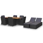 vidaXL 9-delige Tuinset poly rattan zwart, Tuin en Terras, Tuinsets en Loungesets, Verzenden, Nieuw, Rotan, Tuinset