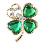 Fako Bijoux® - Broche - Klavertje Vier - Groen - Kristal -, Sieraden, Tassen en Uiterlijk, Nieuw, Verzenden