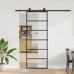 vidaXL Schuifdeur met beslagset 76x205 cm ESG glas zwart, Doe-het-zelf en Verbouw, Deuren en Horren, Verzenden, Nieuw