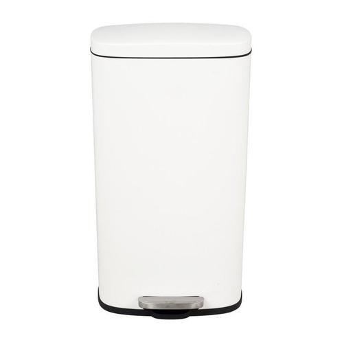 Pedaalemmer rechthoek - mat wit - 30 liter, Huis en Inrichting, Woonaccessoires | Prullenbakken, Verzenden