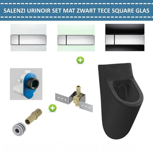 Urinoir Set Salenzi Hung Achterinlaat Mat Zwart met TECE, Doe-het-zelf en Verbouw, Sanitair, Overige typen, Nieuw, Chroom, Ophalen of Verzenden