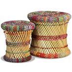 vidaXL Krukken met chindi details 2 st bamboe meerkleurig, Huis en Inrichting, Stoelen, Verzenden, Nieuw