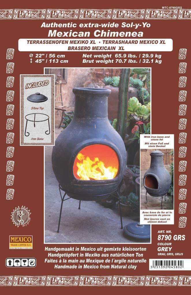 Sol-y-Yo Mexicaanse tuinkachel Jumbo 115cm grijs, Tuin en Terras, Tuinhaarden, Nieuw, Ophalen of Verzenden
