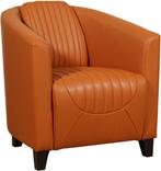 Cognac leren landelijke kuipstoel - poot hout zwart - Massif, Klassiek, Nieuw, Ophalen of Verzenden, 50 tot 75 cm