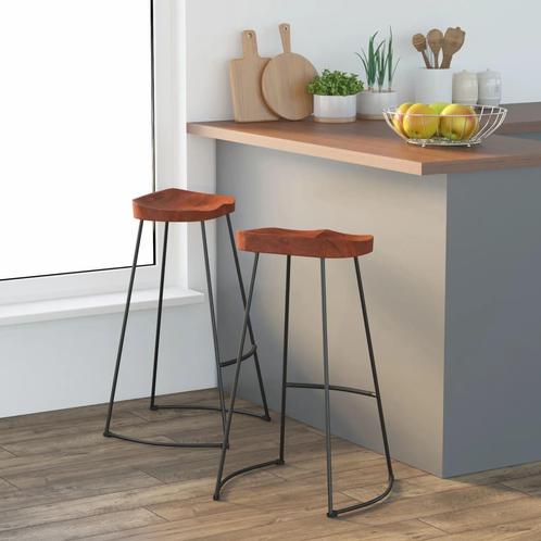 vidaXL Barkrukken 2 st Gavin 50x40x78 cm massief mangohout, Huis en Inrichting, Barkrukken, Nieuw, Verzenden