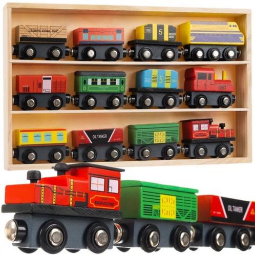 Kruzzel Houten 12-delige Treinset: Spelen, Leren, Ontdekken!, Kinderen en Baby's, Speelgoed | Overig, Nieuw, Ophalen of Verzenden