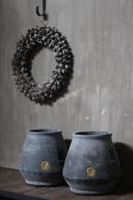 Brynxz ronde stenen pot Stone grey 21 cm, Huis en Inrichting, Woonaccessoires | Vazen, Nieuw, Ophalen of Verzenden
