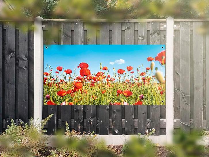 NR 1201: Tuinposter klaprozen 90x180cm, Tuin en Terras, Tuinwanddecoratie, Nieuw