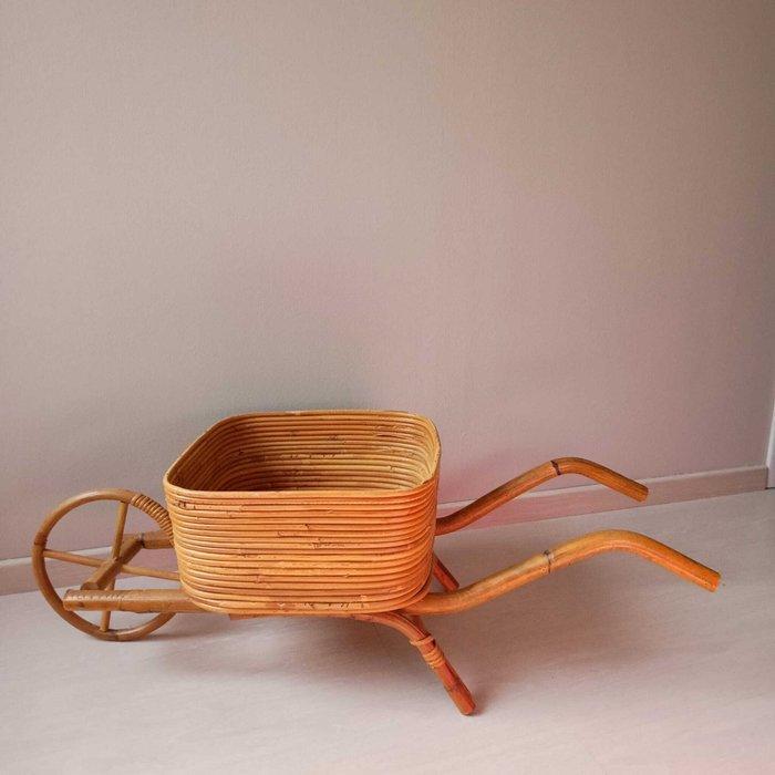 Mand - Rattan, Vimini - containmentkarretje, Antiek en Kunst, Curiosa en Brocante