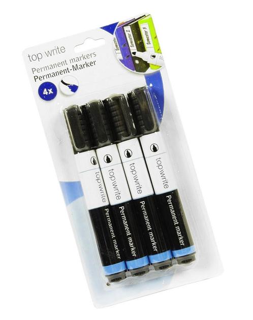 Set van 4 permanente markers (watervaste stiften, zwart), Doe-het-zelf en Verbouw, Gereedschap | Handgereedschap, Nieuw, Ophalen of Verzenden