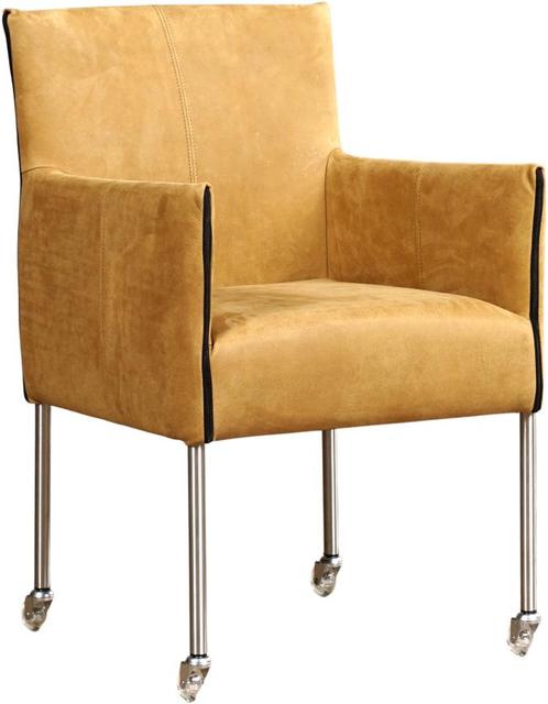 Cognac leren moderne kuipstoel - poot rond rvs met wiel - Ke, Huis en Inrichting, Stoelen, Eén, Overige kleuren, Nieuw, Leer, Ophalen of Verzenden