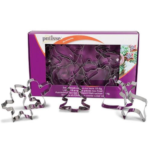 Patisse Uitstekers Kerstfiguren RVS 18-delig, Hobby en Vrije tijd, Taarten en Cupcakes maken, Nieuw, Verzenden