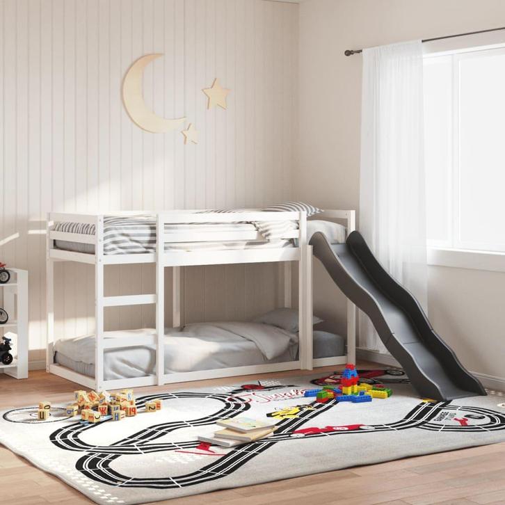 vidaXL Stapelbed met glijbaan en ladder grenenhout wit, Huis en Inrichting, Slaapkamer | Bedden, 80 cm, 200 cm, Wit, Eenpersoons