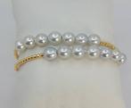 Armband - 18 karaat Geel goud - 7x7,5mm Akoya-parels, Sieraden, Tassen en Uiterlijk, Nieuw