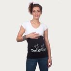 Op en Top Zwanger Zwangerschaps Buikband Twins Inside Zwart, Verzenden, Nieuw