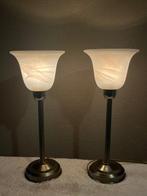 Tafellamp - Albast, Metaal - Twee Alabast lampen