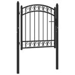 vidaXL Poort met gebogen bovenkant 100x100 cm staal zwart, Verzenden, Nieuw