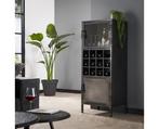 Wijnkast Alexander 135 cm metaal - zwart | Meubelplaats, Huis en Inrichting, Woonaccessoires | Wijnrekken, Ophalen of Verzenden