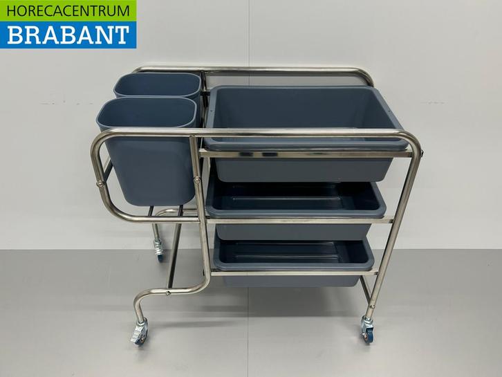 HCB RVS Afruimwagen afruimtrolley inclusief 5 bakken 96 cm, Zakelijke goederen, Horeca | Keukenapparatuur, Nieuw in verpakking