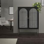 Vitrinekast - Buffetkast - 85x120x40 cm - Zwart - ML-Design, Huis en Inrichting, Verzenden, Zo goed als nieuw