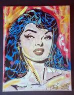 Tushikuni - Pin-up Bettie Page / Original stencil on canvas